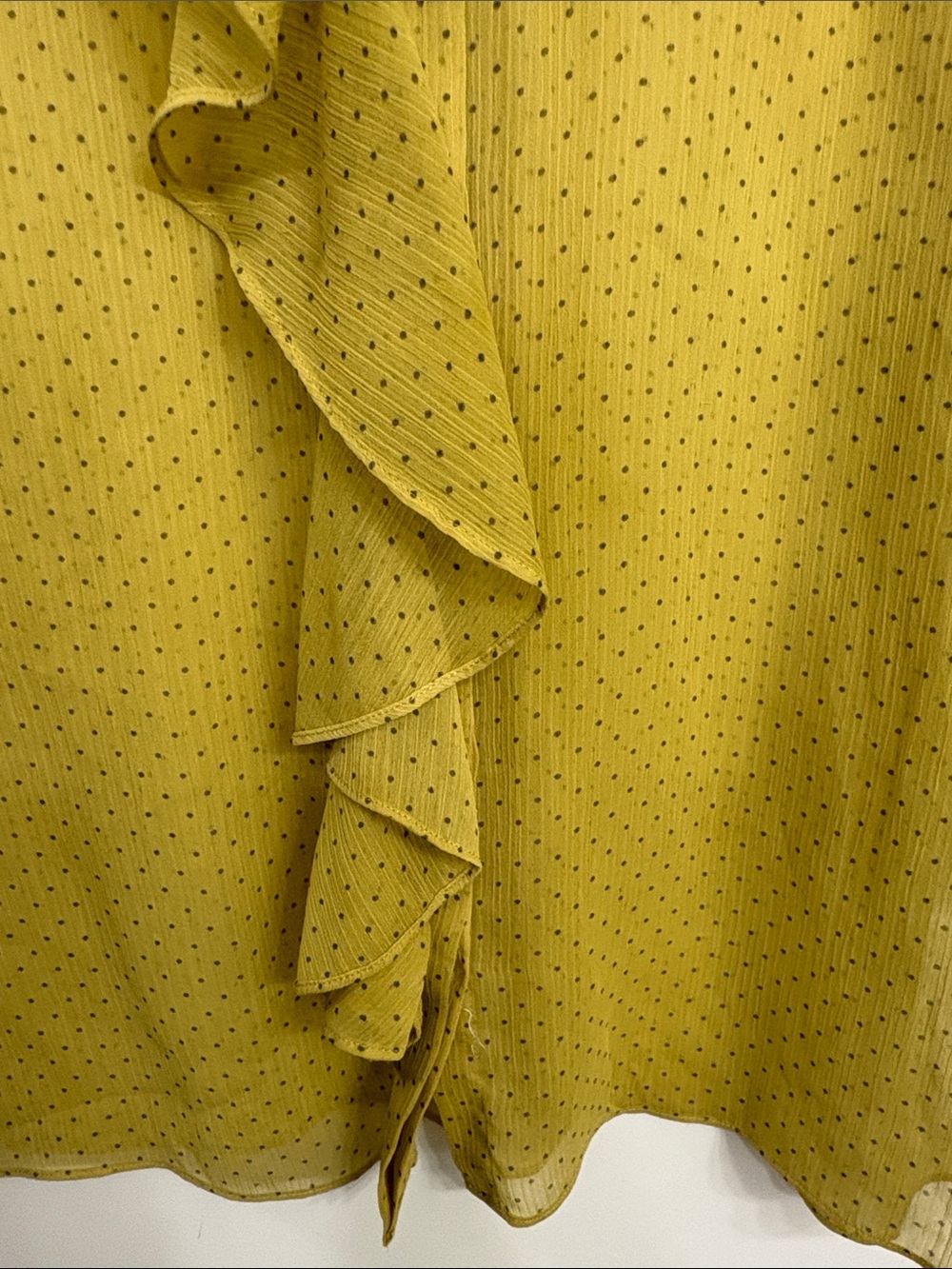 Banana Republic Olive-Yellow Ruffle Button-Front Sheer Blouse - Picture 6 of 9